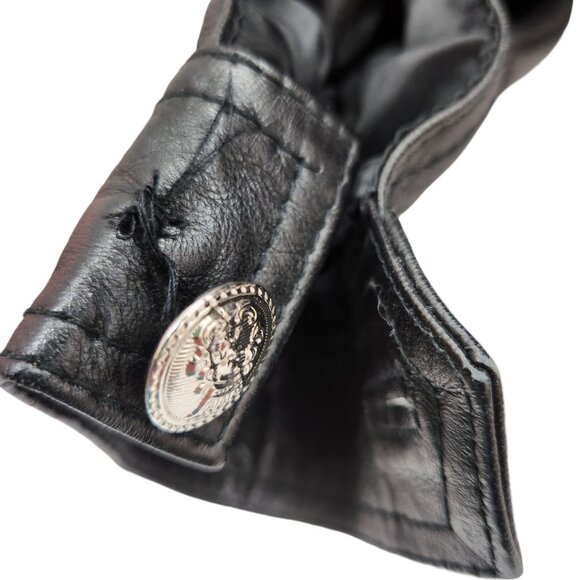 Vintage 90s LIMITED Women's Cropped Black Leather Jacket Stud Detail Size Small - Picture 7 of 10